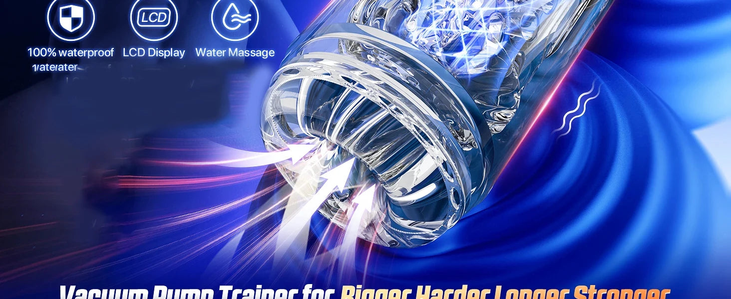 Automatischer männlicher Masturbator mit Saugfunktion, Leckfunktion, 7 Stoß- und Rotationsbewegungen – Becher mit LCD-Anzeige