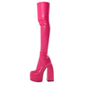 Sexy Overknee-Stiefel für Damen – klobige Blockabsätze, runde Spitze und Reißverschluss