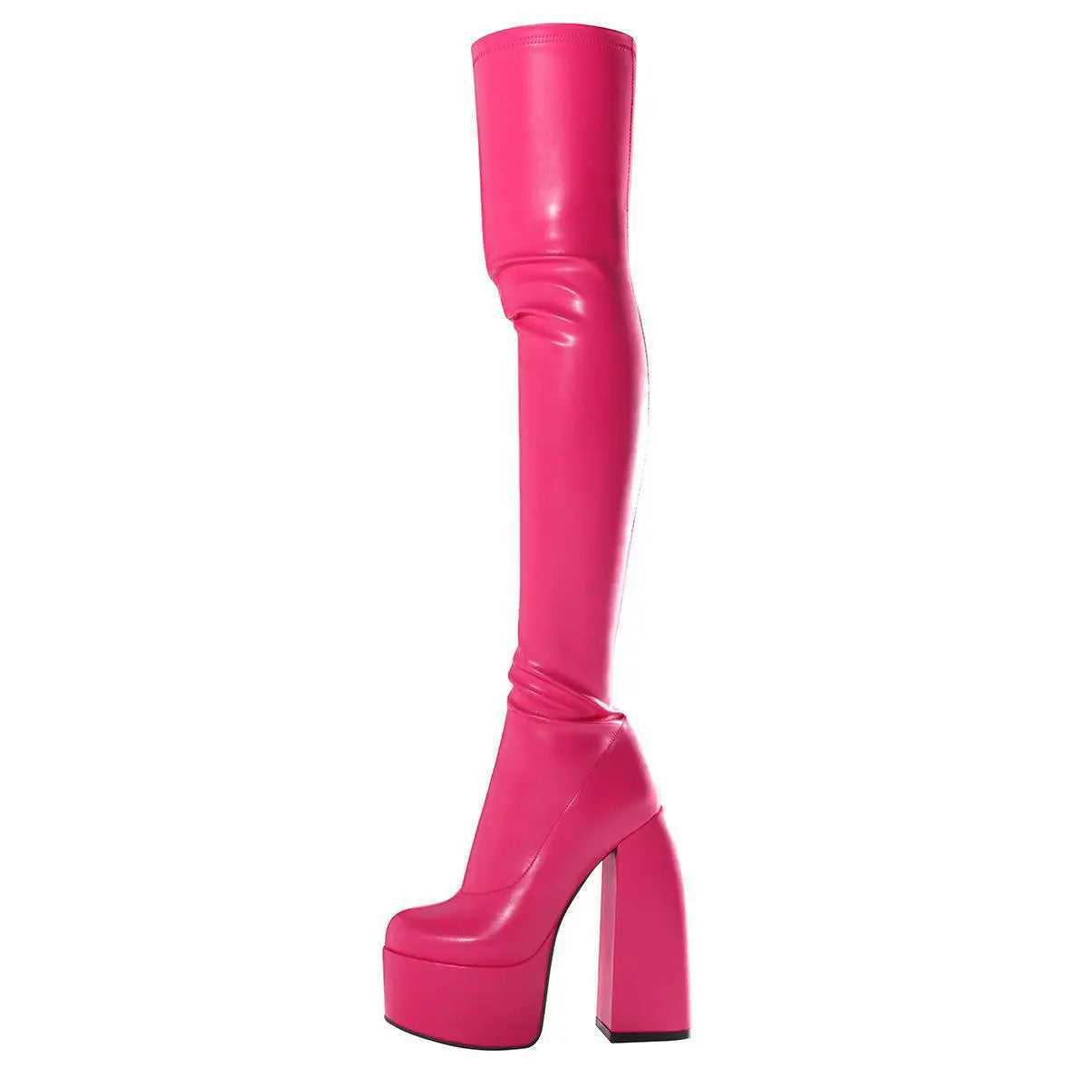 Sexy Overknee-Stiefel für Damen – klobige Blockabsätze, runde Spitze und Reißverschluss