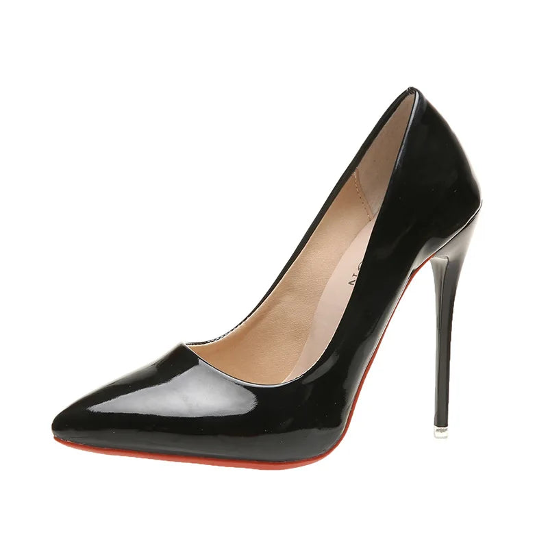 Damenschuhe mit roter Sohle - High Heels 12cm Sexy Spitze Stilettos für Hochzeit