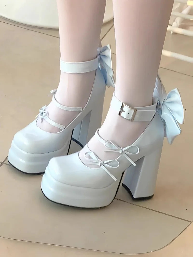 Retro Mary Jane Schuhe für Damen - Dicke Sohle, wasserdichte Plateausohle, große elegante Schleife