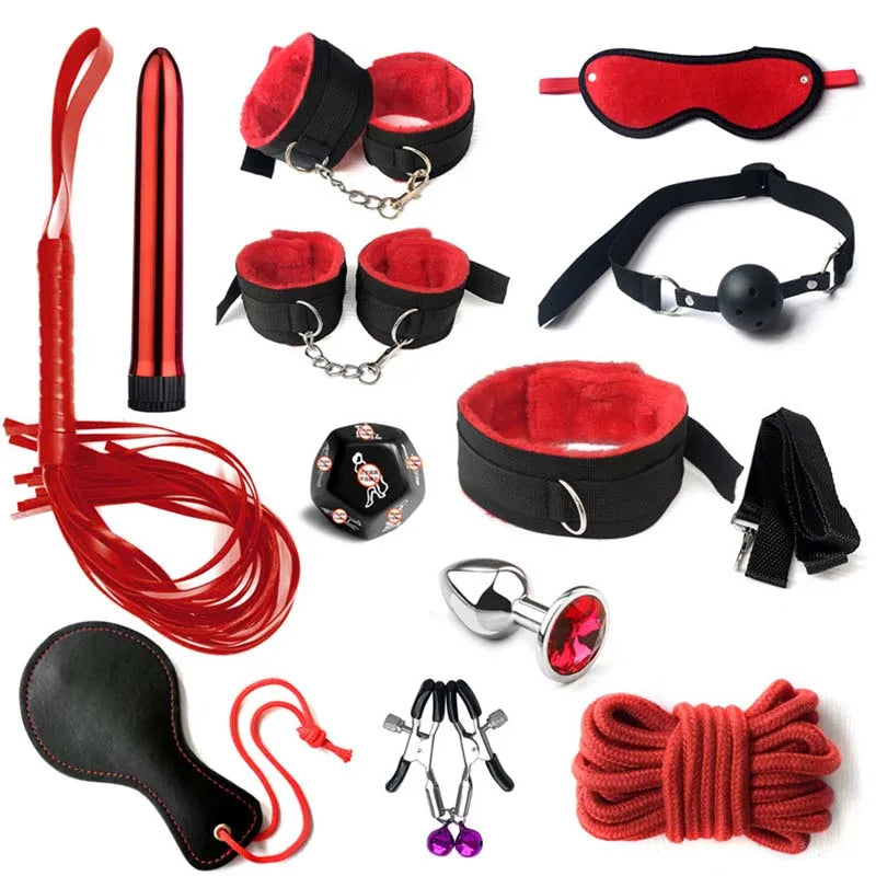 Kit BDSM de Sujeción para Cama - Arnés y Esposas Ajustables para Bondage Erótico en Pareja