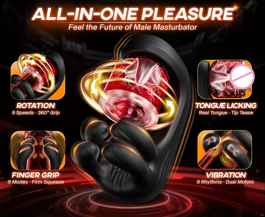 Männlicher Penisstimulator mit 9 Vibrations-, Rotations- und Saugmodi – Automatisches Massagegerät für intensives Vergnügen