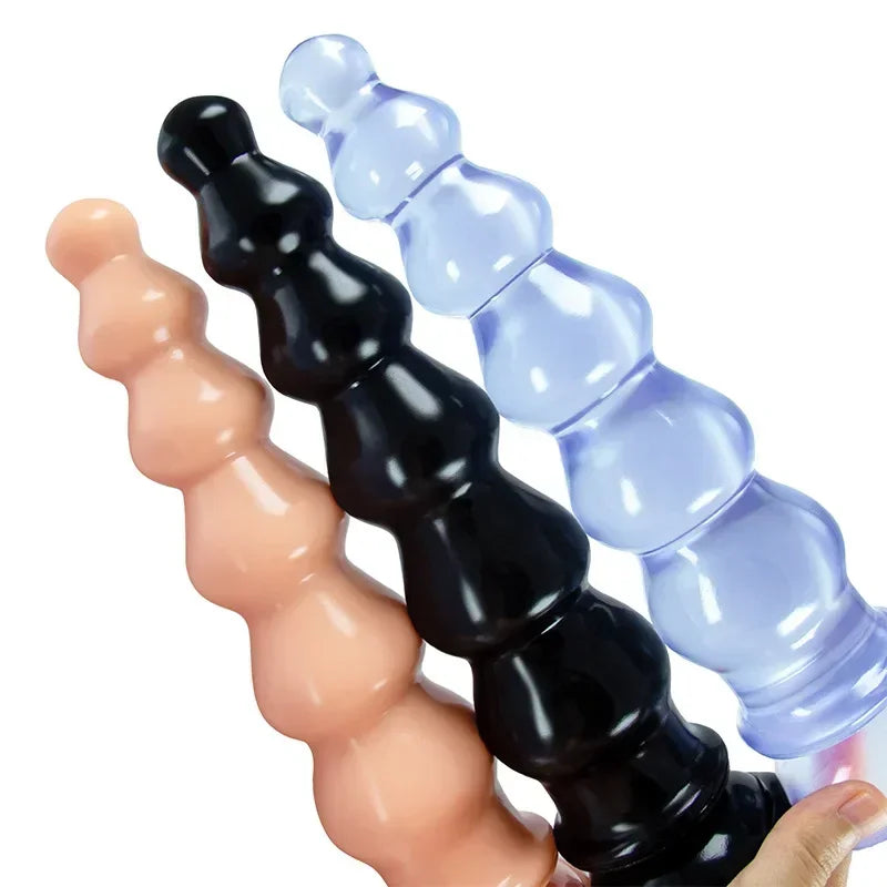 Set de Plugs Anal Gigantes con Cuentas - Anal Beads de PVC para Placer Anal Extremo y Estimulación Prostática