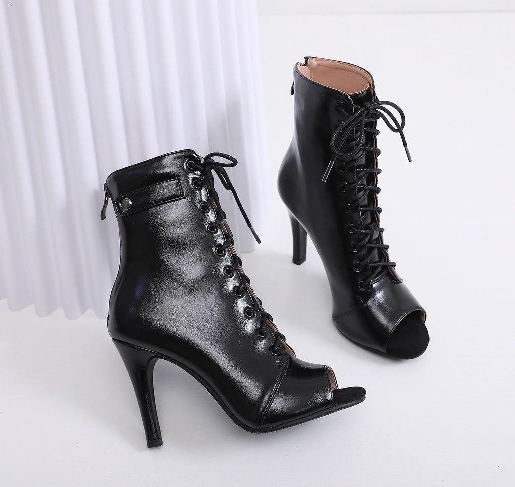 Sexy High Heel Boots für Damen - Elegante Stiefeletten mit Schnürung und Stilettoabsatz für Partys