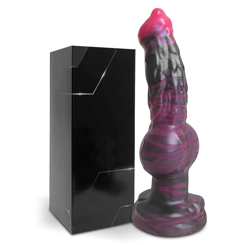 Plug Anal Gigante Morado Estilo Animal con Nudo - Dildo Knot de Silicona para Placer Anal Extremo