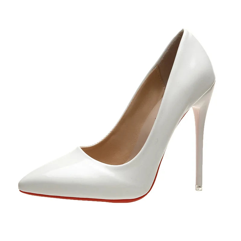 High Heels mit roter Sohle 12cm - Sexy Stiletto mit spitzer Zehenpartie für Damen, Party- und Verführungsschuhe