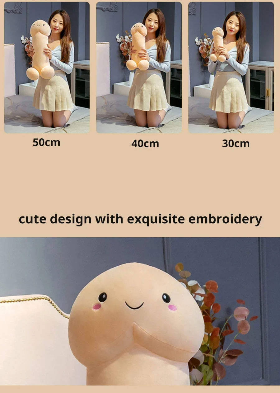 Peluche Divertido de Pene Gigante Suave - Cojín Realista Stuffed Plush para Regalos Picantes y Decoración