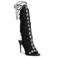 Sexy High Heels Sandalen mit kniehoher Schnürung - Peeptoe Stiletto High Heels für Damen Sommer 2026