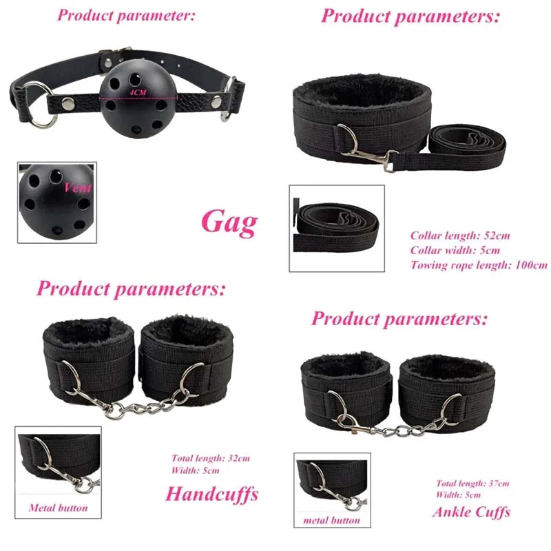 Kit BDSM de Sujeción para Cama - Arnés y Esposas Ajustables para Bondage Erótico en Pareja