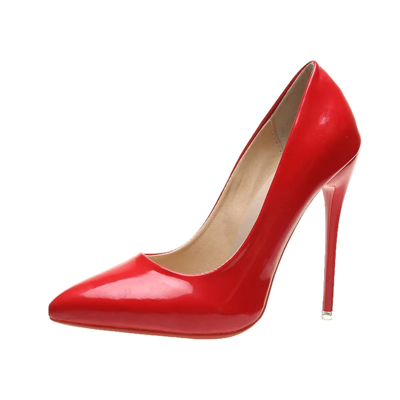 Damenschuhe mit roter Sohle - High Heels 12cm Sexy Spitze Stilettos für Hochzeit