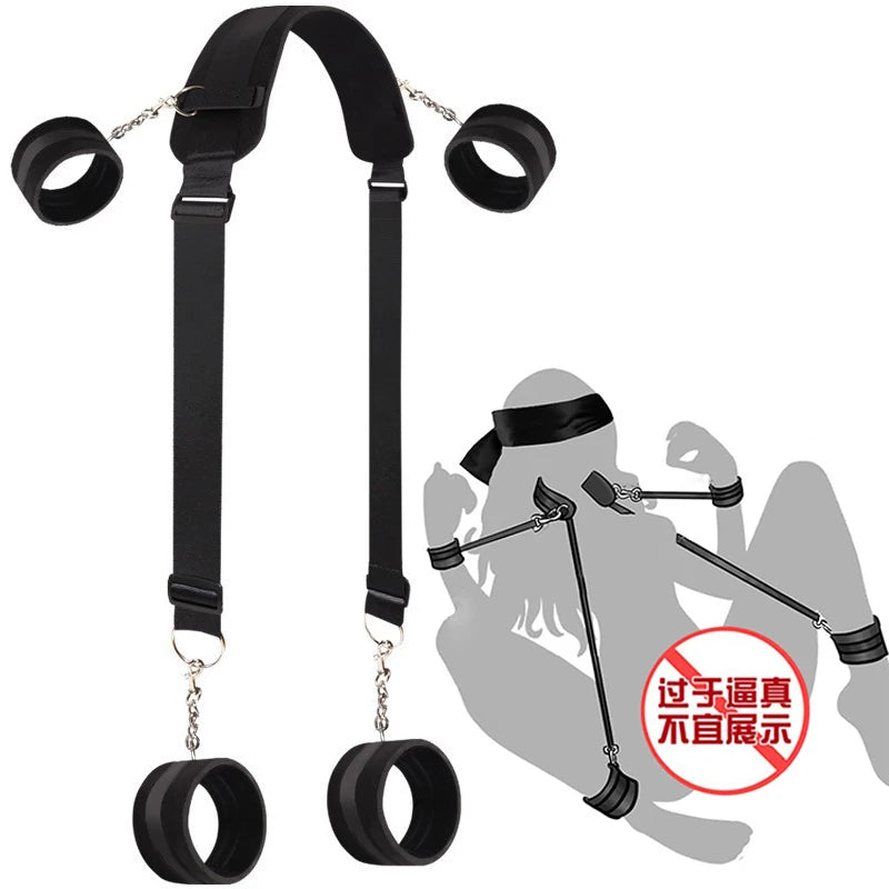 Kit BDSM de Sujeción para Cama - Arnés y Esposas Ajustables para Bondage Erótico en Pareja