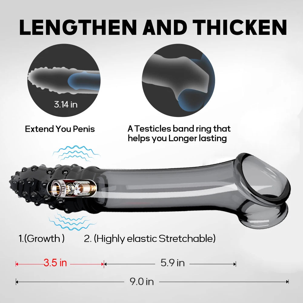 Wiederaufladbarer Penisverlängerer mit Vibrationsfunktion und Verzögerungseffekt