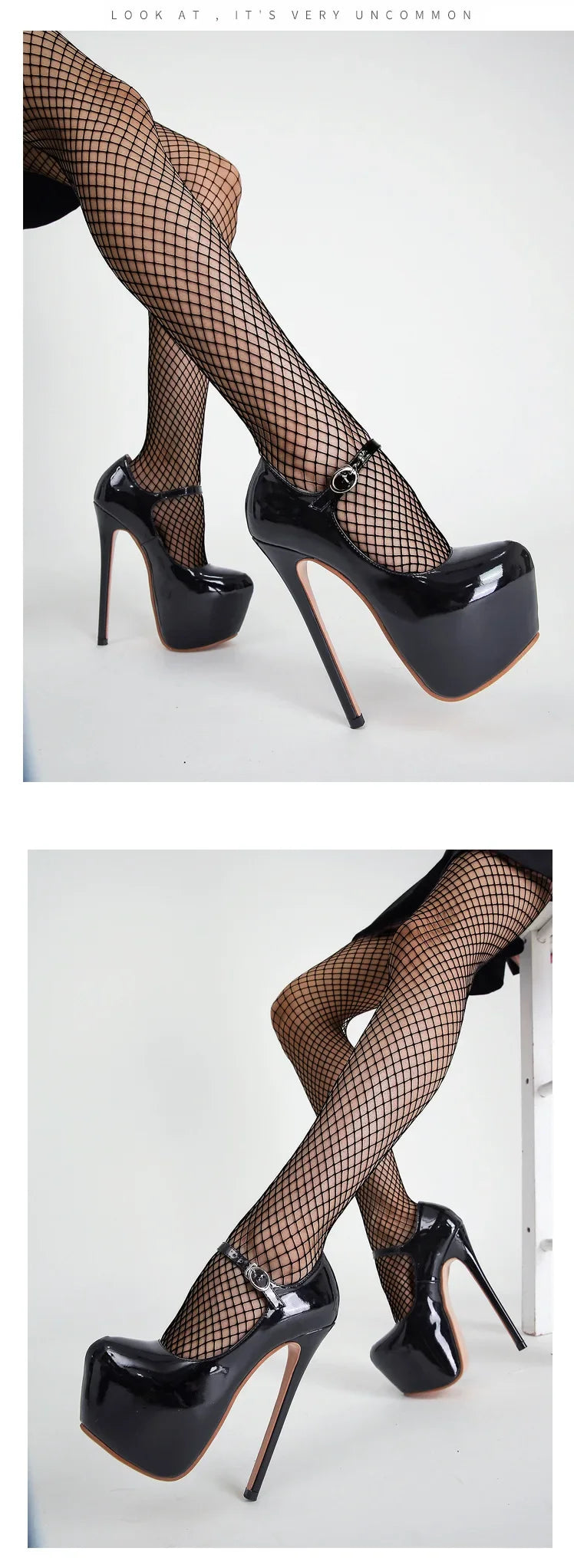 Superhohe High Heels 17 cm für Damen - Plateau-Pumps aus schwarzem und rotem Lackleder, Frühling Herbst