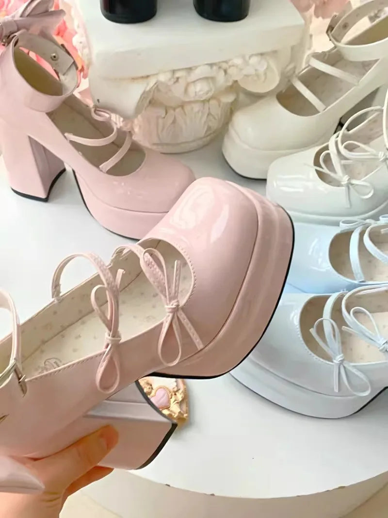 Retro Mary Jane Schuhe für Damen - Dicke Sohle, wasserdichte Plateausohle, große elegante Schleife