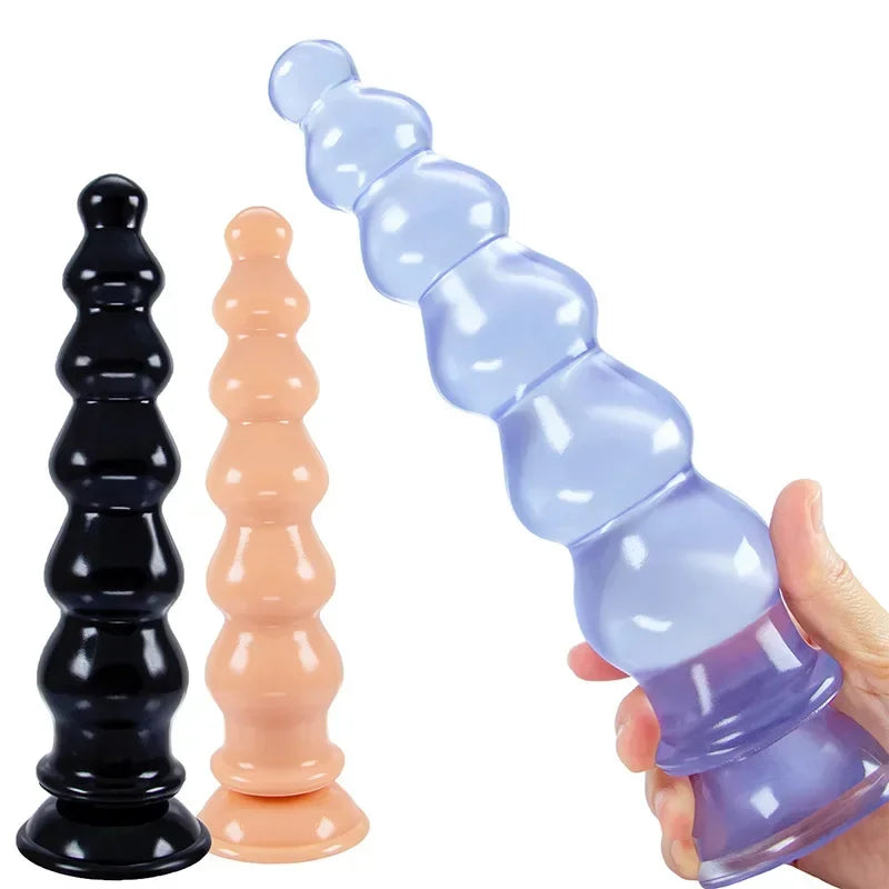Set de Plugs Anal Gigantes con Cuentas - Anal Beads de PVC para Placer Anal Extremo y Estimulación Prostática