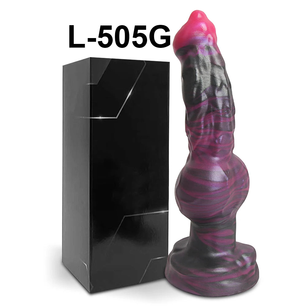 Plug Anal Gigante Morado Estilo Animal con Nudo - Dildo Knot de Silicona para Placer Anal Extremo