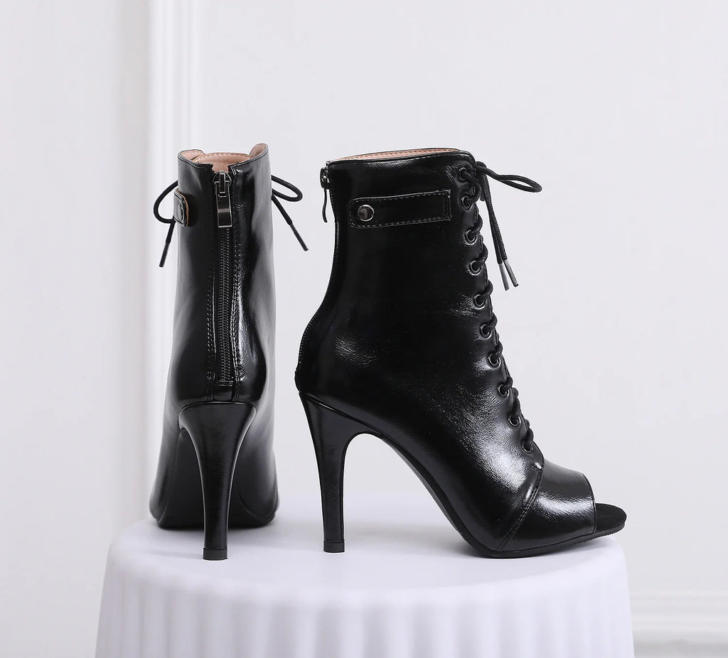 Sexy High Heel Boots für Damen - Elegante Stiefeletten mit Schnürung und Stilettoabsatz für Partys