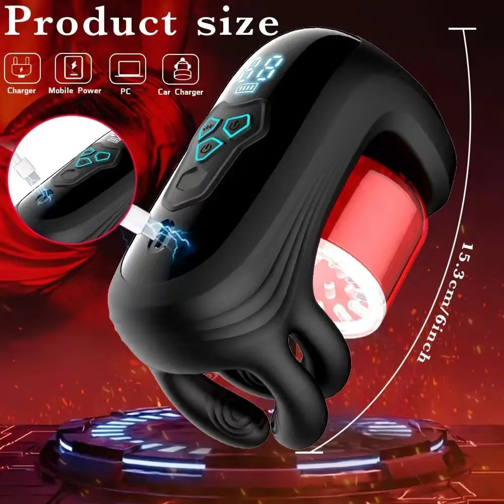 Männlicher Penisstimulator mit 9 Vibrations-, Rotations- und Saugmodi – Automatisches Massagegerät für intensives Vergnügen