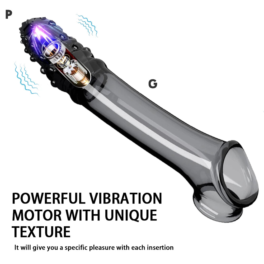 Wiederaufladbarer Penisverlängerer mit Vibrationsfunktion und Verzögerungseffekt