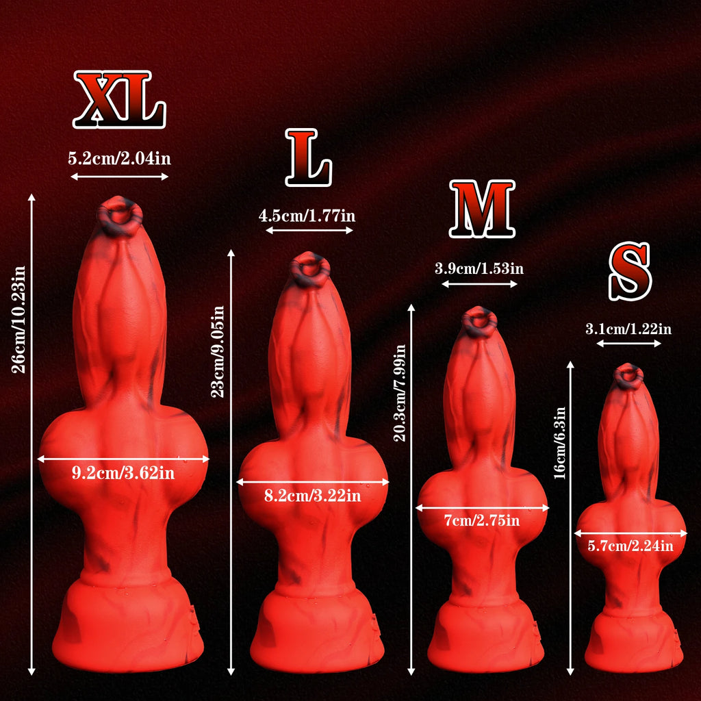 Realistischer Dildo im Hunde-Stil mit großem Knoten – Anal-Dildo aus Silikon für Prostata- und extremen Genuss
