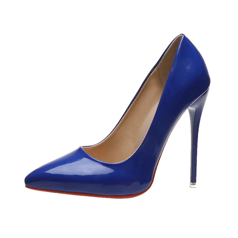 Damenschuhe mit roter Sohle - High Heels 12cm Sexy Spitze Stilettos für Hochzeit