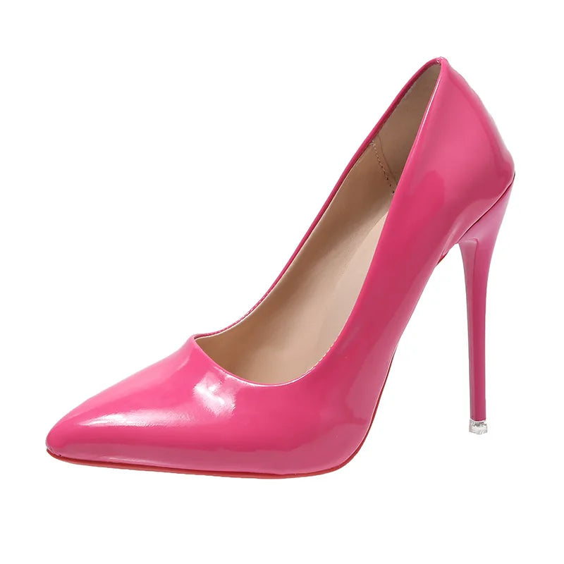 High Heels mit roter Sohle 12cm - Sexy Stiletto mit spitzer Zehenpartie für Damen, Party- und Verführungsschuhe