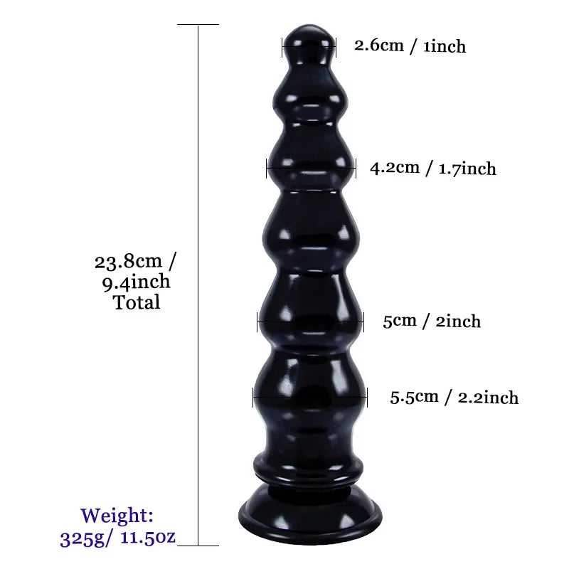 Set de Plugs Anal Gigantes con Cuentas - Anal Beads de PVC para Placer Anal Extremo y Estimulación Prostática