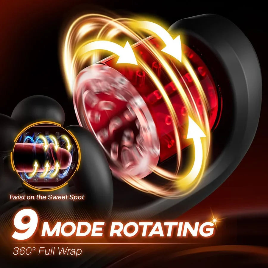 Männlicher Penisstimulator mit 9 Vibrations-, Rotations- und Saugmodi – Automatisches Massagegerät für intensives Vergnügen