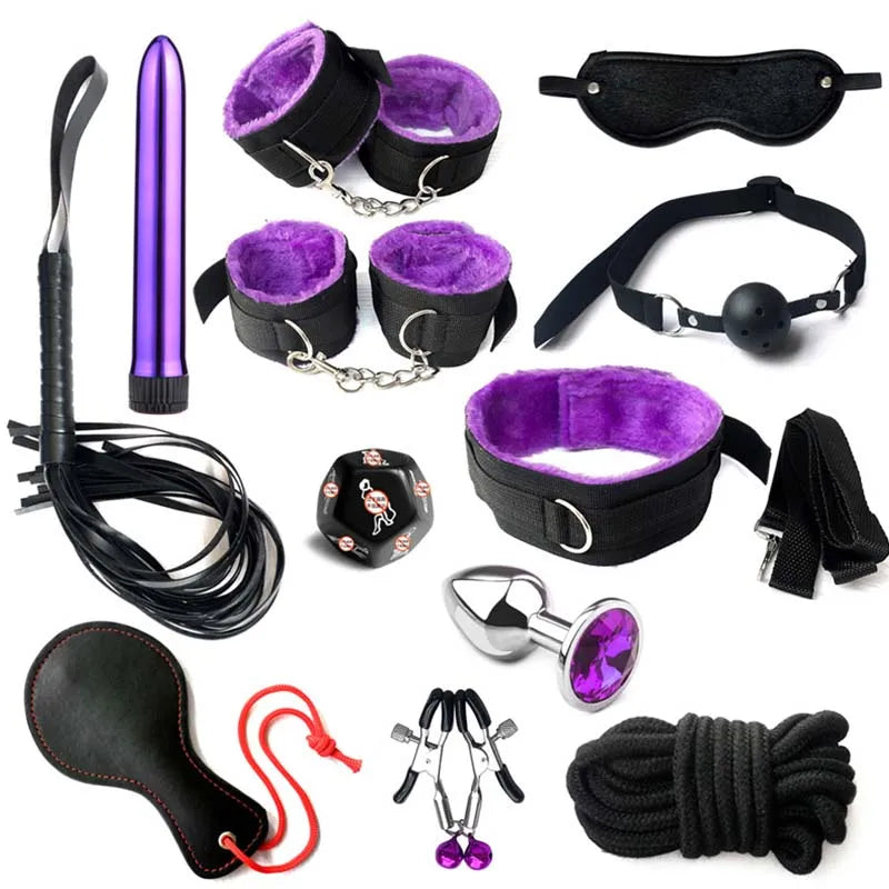Kit BDSM de Sujeción para Cama - Arnés y Esposas Ajustables para Bondage Erótico en Pareja