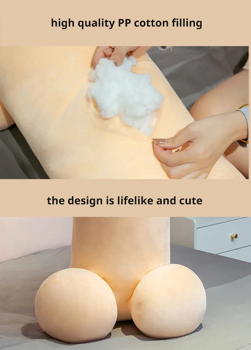 Peluche Divertido de Pene Gigante Suave - Cojín Realista Stuffed Plush para Regalos Picantes y Decoración