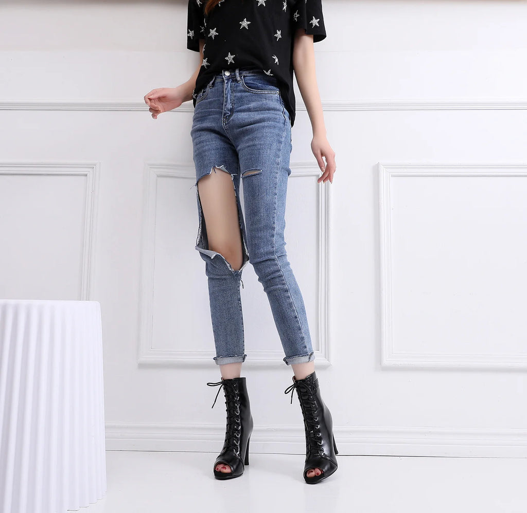 Sexy High Heel Boots für Damen - Elegante Stiefeletten mit Schnürung und Stilettoabsatz für Partys