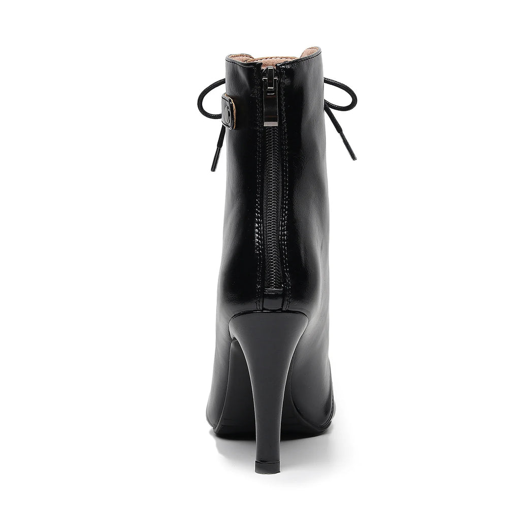 Sexy High Heel Boots für Damen - Elegante Stiefeletten mit Schnürung und Stilettoabsatz für Partys