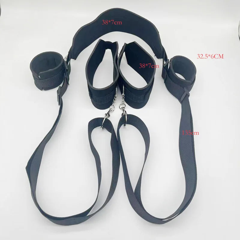 Kit BDSM de Sujeción para Cama - Arnés y Esposas Ajustables para Bondage Erótico en Pareja