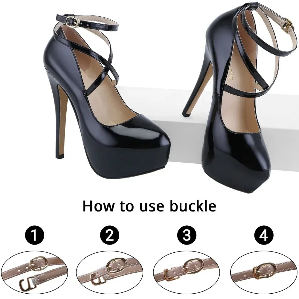 Damen sexy Stiletto-Plattformabsätze - Slingback-Pumps mit runder Spitze und superhohem Absatz