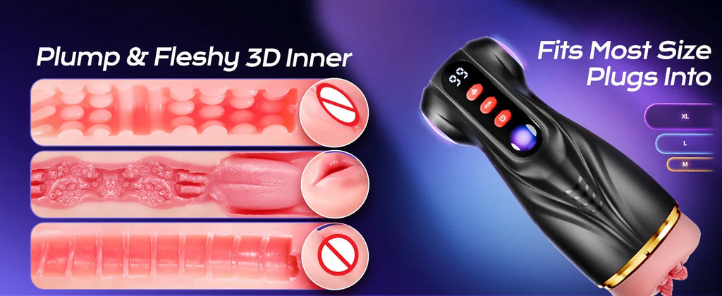 Masturbador Masculino Inteligente con App AI - 3 Fundas Realistas, 9 Modos de Succión y Vibración