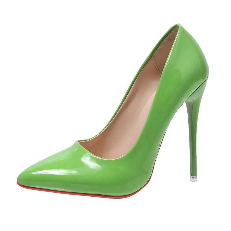 Damenschuhe mit roter Sohle - High Heels 12cm Sexy Spitze Stilettos für Hochzeit
