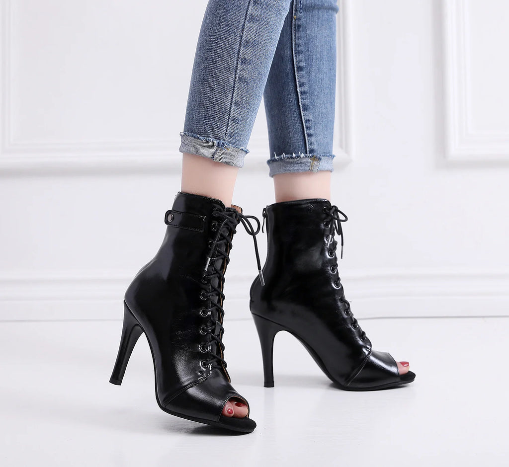 Sexy High Heel Boots für Damen - Elegante Stiefeletten mit Schnürung und Stilettoabsatz für Partys
