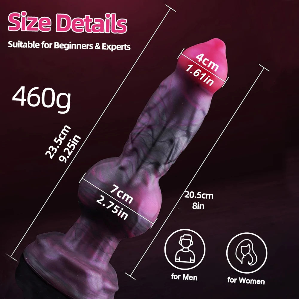Plug Anal Gigante Morado Estilo Animal con Nudo - Dildo Knot de Silicona para Placer Anal Extremo