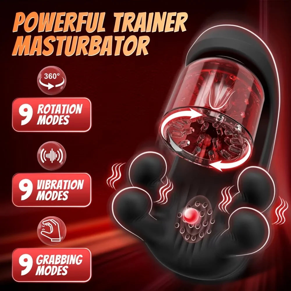 Männlicher Penisstimulator mit 9 Vibrations-, Rotations- und Saugmodi – Automatisches Massagegerät für intensives Vergnügen