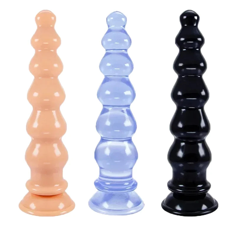 Set de Plugs Anal Gigantes con Cuentas - Anal Beads de PVC para Placer Anal Extremo y Estimulación Prostática