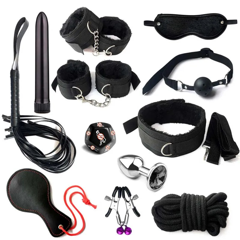 Kit BDSM de Sujeción para Cama - Arnés y Esposas Ajustables para Bondage Erótico en Pareja