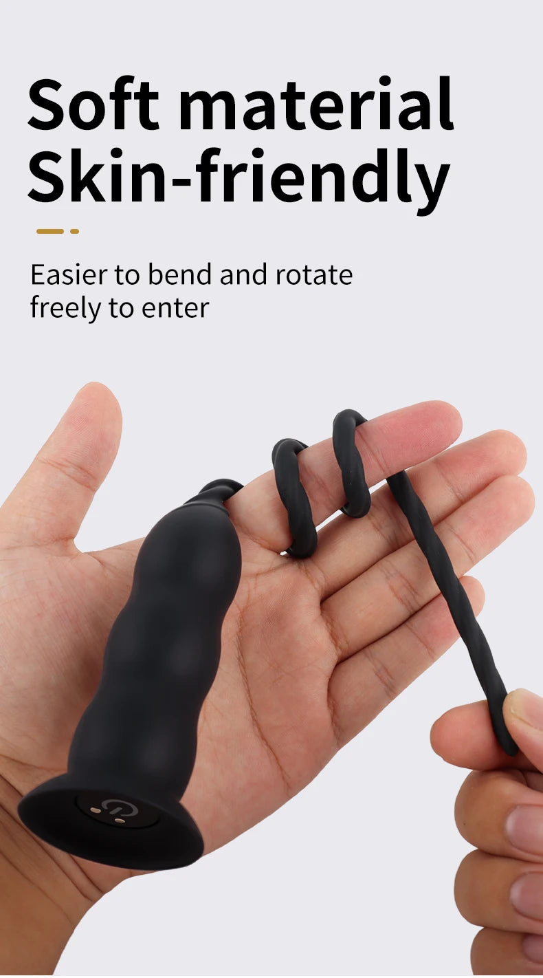 Vibrierender Silikon-Penisvibrator, männlicher Vibrator, Dilatatoren mit 10 Vibrationsmodi, Penis-Harnröhrenstöpsel-Vibrator für Männer, Sexspielzeug