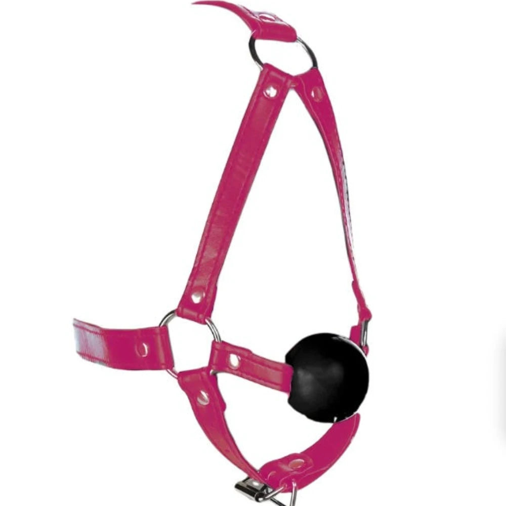Arnés de Cuero con Mordaza de Bola Roja – Juguete BDSM para Parejas y Juegos de Dominación