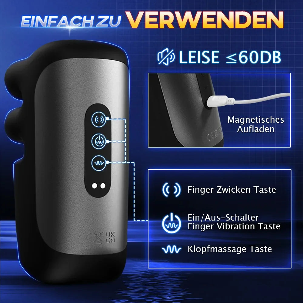 Männlicher Penisstimulator mit 9 Vibrations-, Rotations- und Saugmodi – Automatisches Massagegerät für intensives Vergnügen