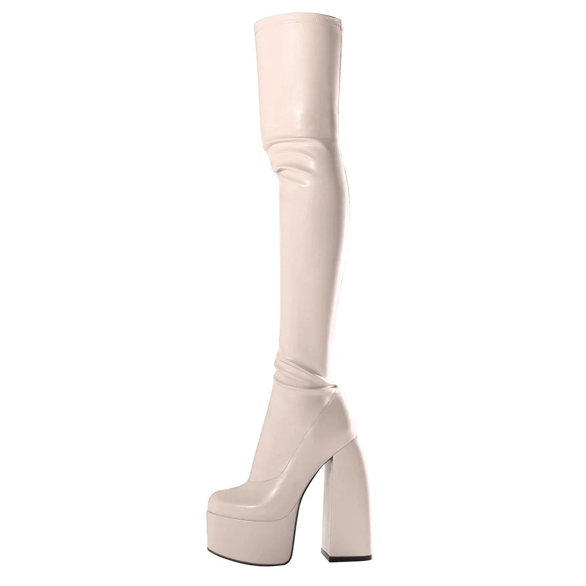 Sexy Overknee-Stiefel für Damen – klobige Blockabsätze, runde Spitze und Reißverschluss