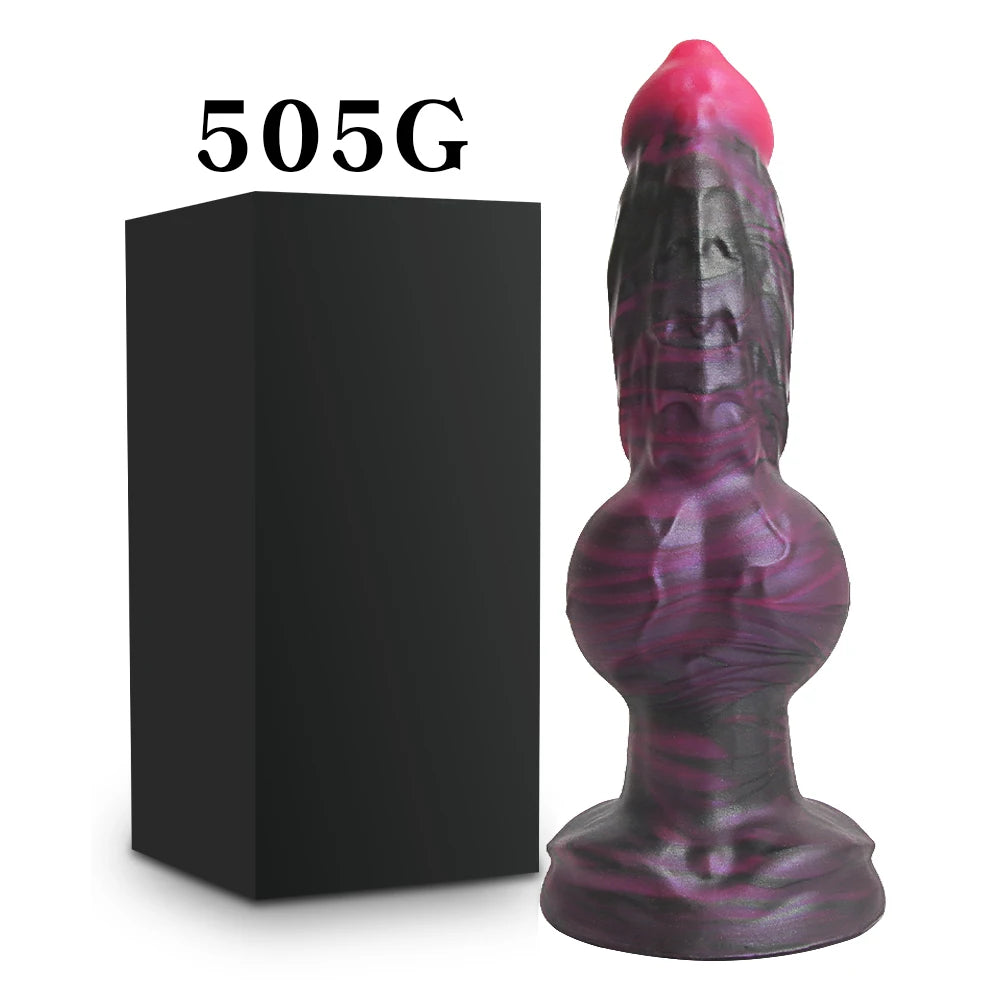 Plug Anal Gigante Morado Estilo Animal con Nudo - Dildo Knot de Silicona para Placer Anal Extremo