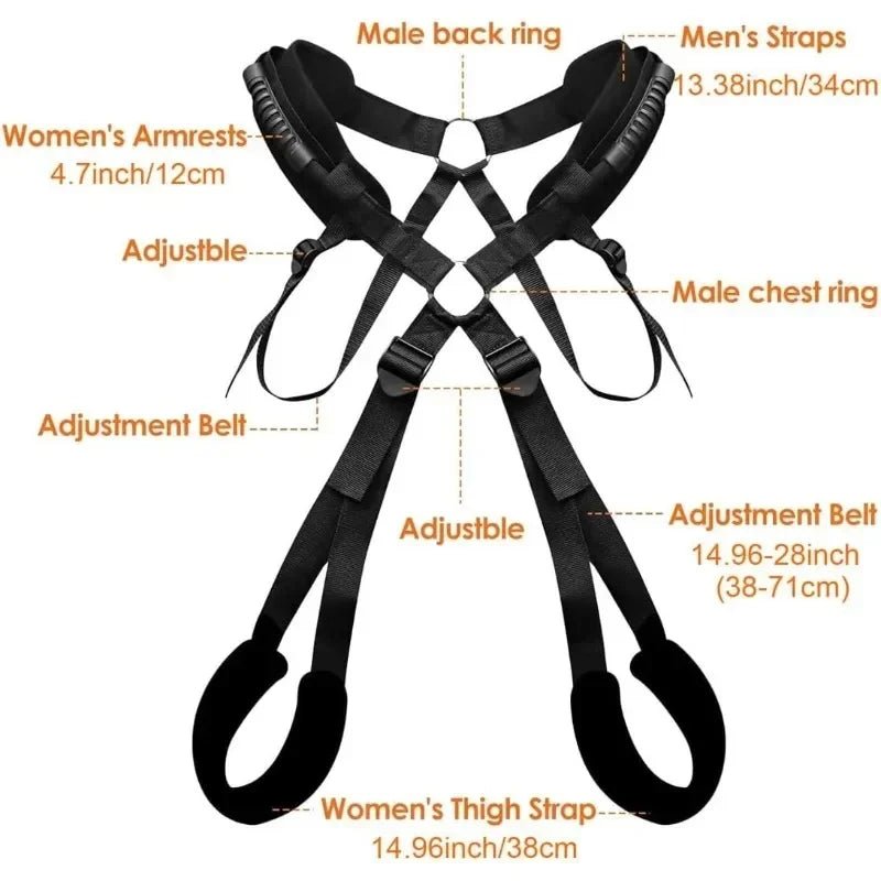 Sexschaukel für Paare mit verstellbaren Bondage-Gurten – Professionelle erotische Hängematte für grenzenlose Spiele