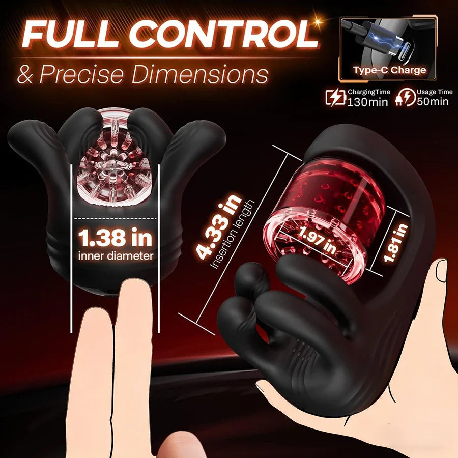 Männlicher Penisstimulator mit 9 Vibrations-, Rotations- und Saugmodi – Automatisches Massagegerät für intensives Vergnügen
