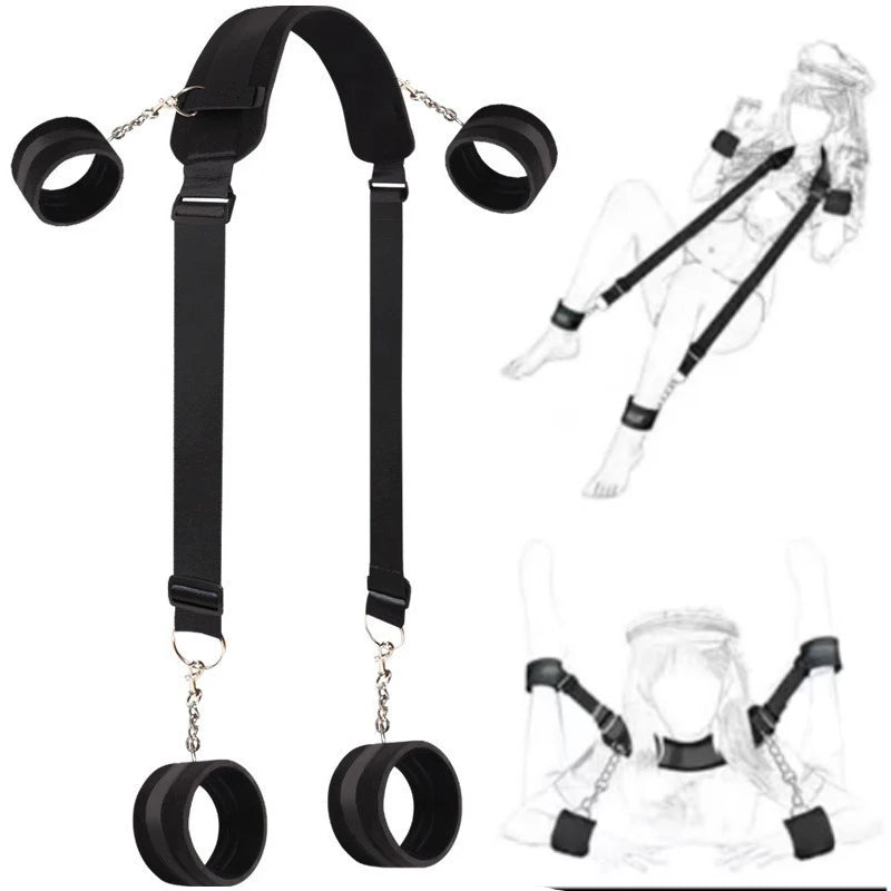 Kit BDSM de Sujeción para Cama - Arnés y Esposas Ajustables para Bondage Erótico en Pareja
